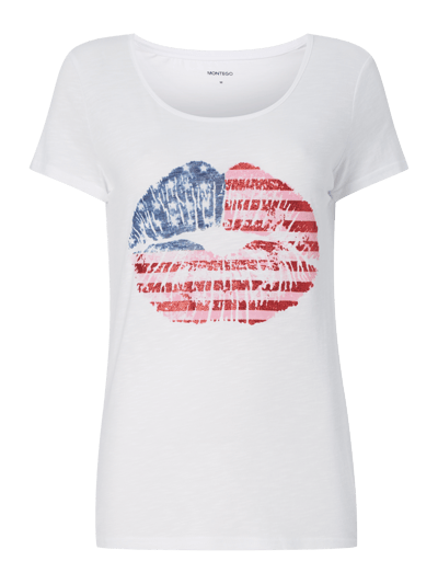 Montego T-Shirt mit Kussmund-Print Weiss 1
