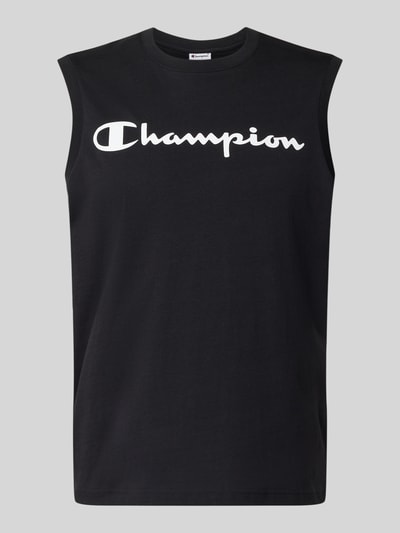 Produktfoto, Top mit Logo und Rundhalsausschnitt von CHAMPION in Schwarz, Baumwoll-Mix, Regular-Fit, Logo, Rückenlänge 69 cm bei Größe M