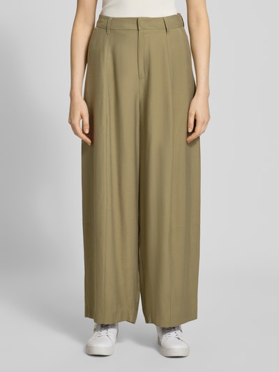 American Vintage Spodnie materiałowe o szerokim kroju ze szwami podłużnymi model ‘LANOW’ Oliwkowy 4