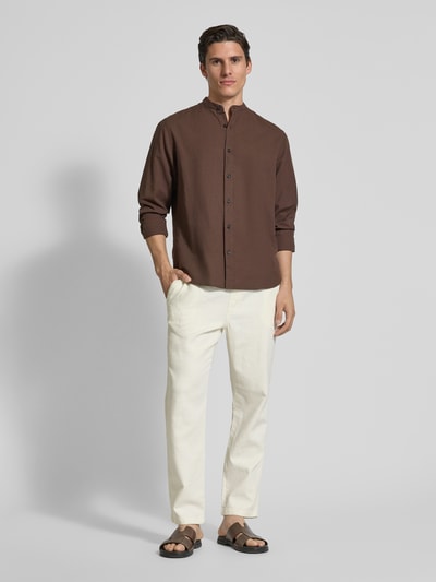 JAKE*S STUDIO MEN Straight Leg Stoffhose mit Strukturmuster Offwhite 1