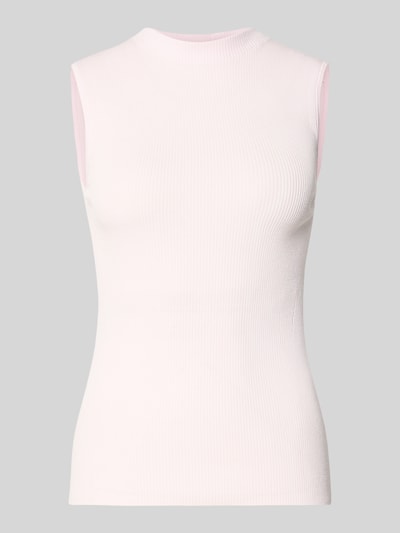 Produktfoto, Slim Fit Top mit Mock-Neck Modell 'FESKIES' von BOSS in Optik: Unifarben, Rippstrick, Material: Viskose-Mix