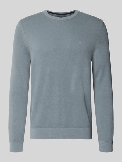 Produktfoto, Regular Fit Pullover aus reiner Baumwolle von Marc O'Polo in hellblau mit feiner Struktur, sanfte Oberfläche, glatte Bündchen.