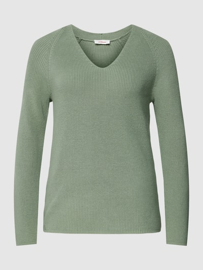 s.Oliver RED LABEL Gebreide pullover met V-hals Lichtgroen - 2