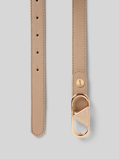 Produktfoto, Gürtel mit Label-Detail Modell 'SERENOVA' von Guess in Beige, klassische Passform, goldfarbene Dornschließe, Breite 2 cm.