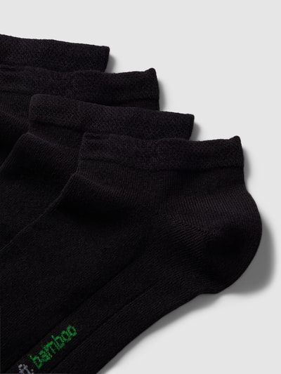 camano Sneakersocken mit Label-Detail im 4er-Pack Modell 'bamboo' Black 2