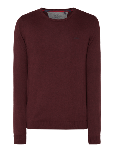 s.Oliver RED LABEL Sweter z wyhaftowanym logo  Bordowy melanż 2