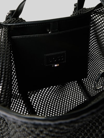 Produktfoto, Shopper mit Tragehenkeln Modell 'PALMAH' von BOSS in schwarzer Unifarbe mit Label-Applikation und rechteckiger Form, Innenansicht