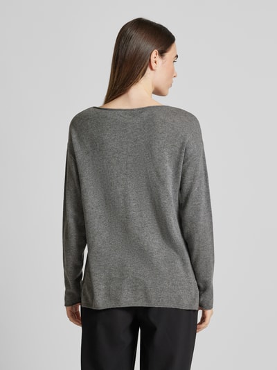 Brax Gebreide pullover met boothals, model 'LIZ' Middengrijs gemêleerd - 5