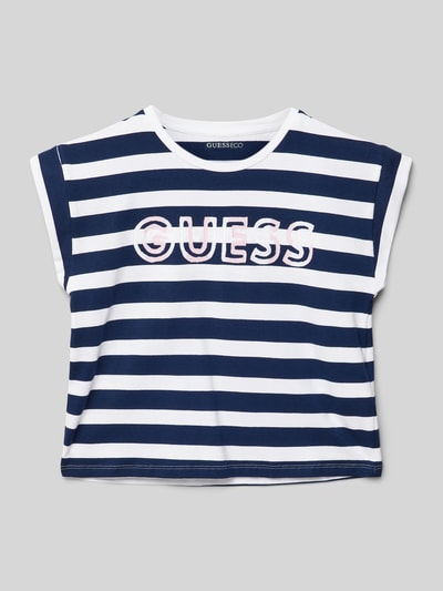 Guess Top mit Label-Stitching Marine 1