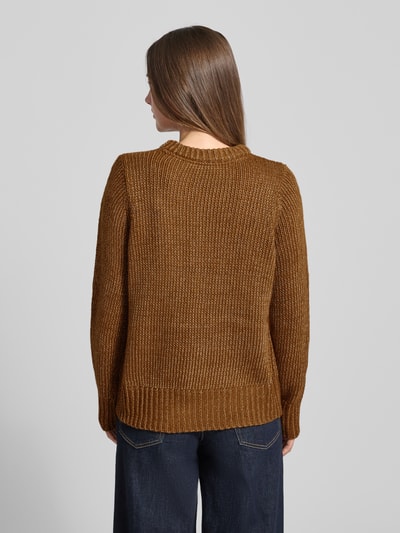 Soyaconcept Sweter z dzianiny z prążkowanymi wykończeniami model ‘NALIKKA’ Orzechowy 5