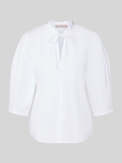 Produktfoto, biała Bluse mit Serafino-Ausschnitt und Keulenarm von Christian Berg Woman Selection, bawełna, loose fit, zaokrąglony dół