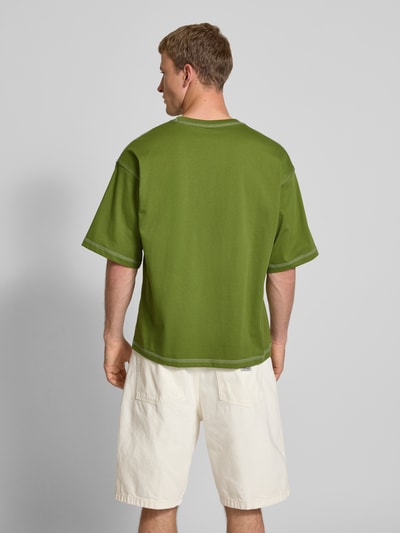 adidas Originals T-shirt met labelstitching en ronde hals Olijfgroen - 5