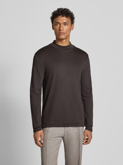 Christian Berg Men Shirt met lange mouwen en opstaande kraag Antraciet - 4