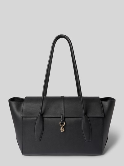 Produktfoto, Shopper mit Magnetverschluss Modell 'NERISSA' von BOSS, czarne gładkie skóry, prostokątny kształt, uchwyty do noszenia, jednolity kolor.