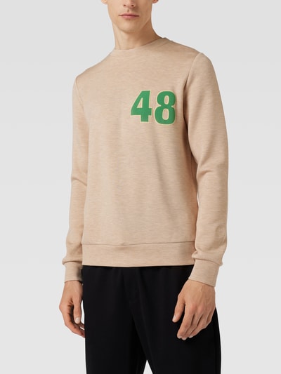 MOS MOSH Sweatshirt mit Motiv-Print Modell 'Abel' Beige Melange 4