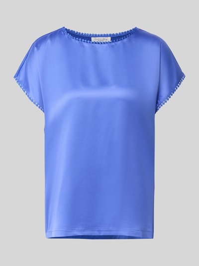 Produktfoto, T-Shirt aus Satin mit Häkelspitze von Christian Berg Woman in Blau und Regular Fit, Rundhalsausschnitt, glatte Textur