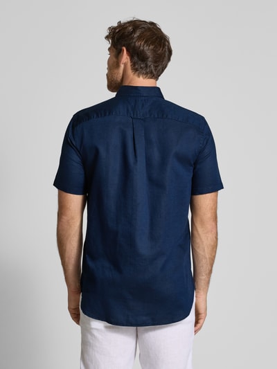 Tommy Hilfiger Regular fit vrijetijdsoverhemd van een mix van katoen en linnen Marineblauw - 5