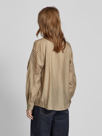 Copenhagen Muse Regular Fit Bluse mit Strukturmuster Modell 'MOLLY' Taupe 5