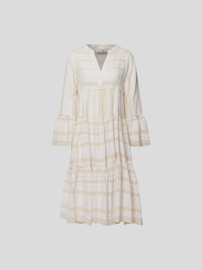 Devotion Midikleid mit Kufiya-Muster Ecru meliert 2