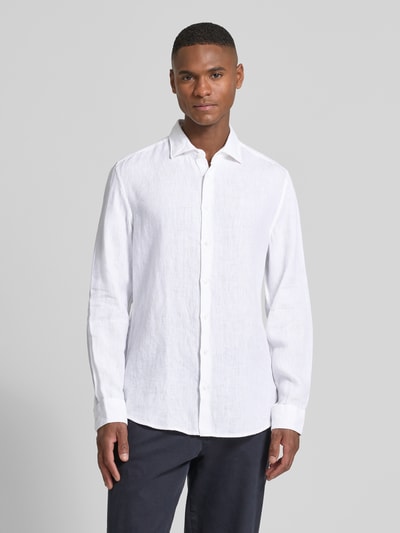 SEIDENSTICKER Slim Fit Business-Hemd aus Leinen mit Kentkragen Weiss 4