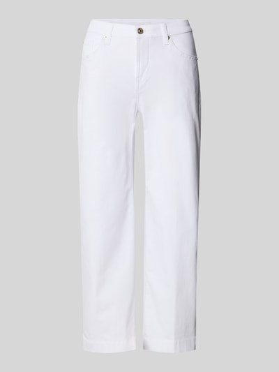 Productfoto, witte Culotte met Eingrifftaschen van MAC van pure katoen in denim-look, verkorte fit, zichtbaar steekzakken, vooraanzicht