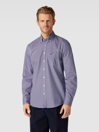 Fynch-Hatton Slim fit vrijetijdsoverhemd met button-downkraag Donkerblauw gemêleerd - 4