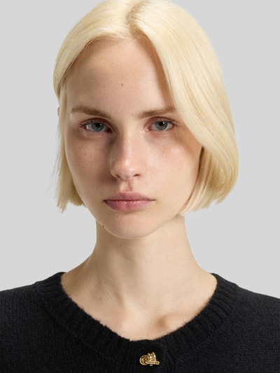 HUGO Regular fit gebreid jack met alpacamix, model 'SIRA' Zwart - 3