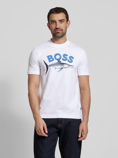 BOSS Orange T-Shirt mit Label-Motiv-Print Modell 'Bossfish' Weiss 4