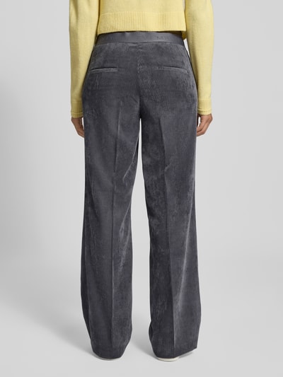 Cambio Loose fit korte corduroy broek met bandplooien, model 'AVA DOUBLE JOGG' Rookblauw - 5