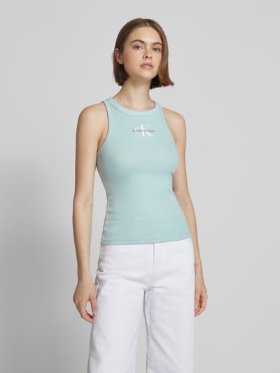 Calvin Klein Jeans Top z wyhaftowanym logo i okrągłym dekoltem Miętowy 4