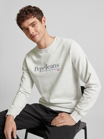 Pepe Jeans Sweatshirt mit Label-Print Modell 'SEAN' Hellgrau 3