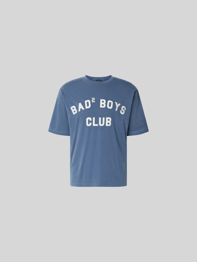 Produktfoto, Loose Fit T-Shirt mit Rundhalsausschnitt von Dsquared2 in Blau mit weißem Statement-Print und Used-Look, kurzärmelig