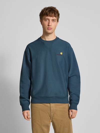 Carhartt Work In Progress Bluza z wyhaftowanym logo Lodowy błękitny 4