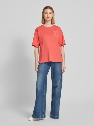 Jake*s Studio Woman Oversized T-Shirt mit Statement-Stitching Koralle 1