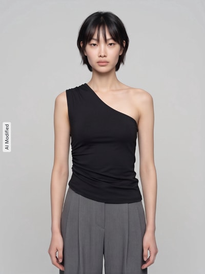 PIECES Blusentop mit One Shoulder-Ausschnitt Black 4
