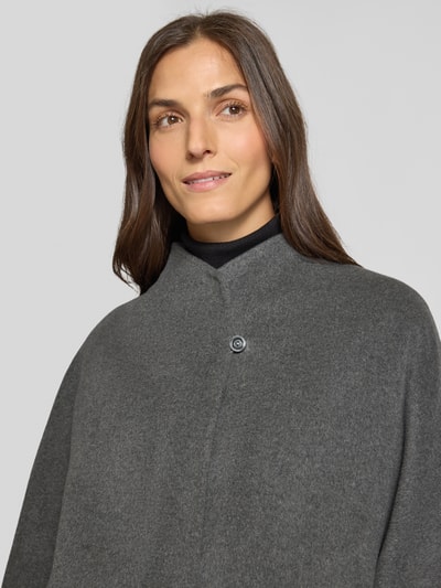 ICONS Cinzia Rocca Mantel aus Schurwolle mit Stehkragen Anthrazit Melange 3