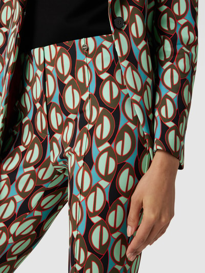 Marc Cain Feminine fit stoffen broek met all-over motief Mintgroen - 3