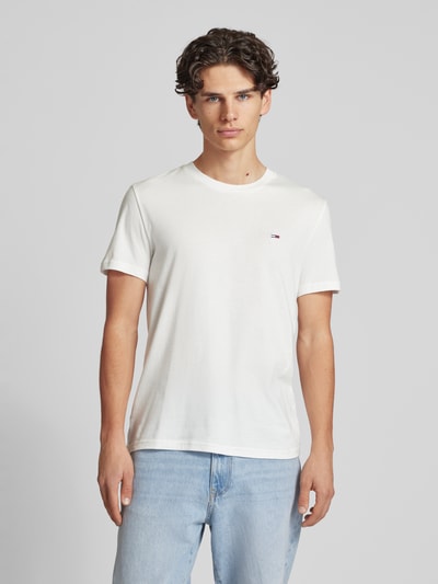 Tommy Jeans Slim Fit T-Shirt mit Logo-Stitching Weiss 4