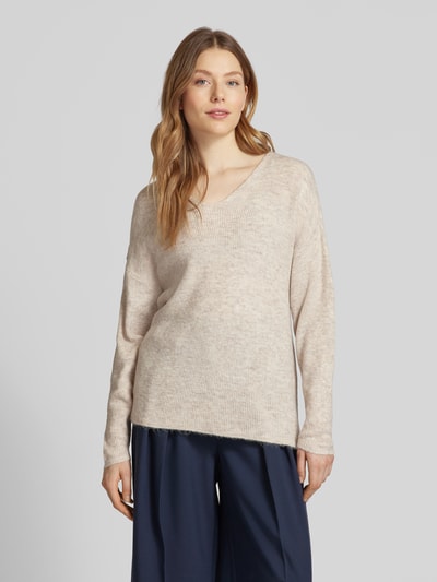 Vero Moda Regular Fit Strickpullover in Melange Modell 'CREWLEFILLE' Ecru Melange 4