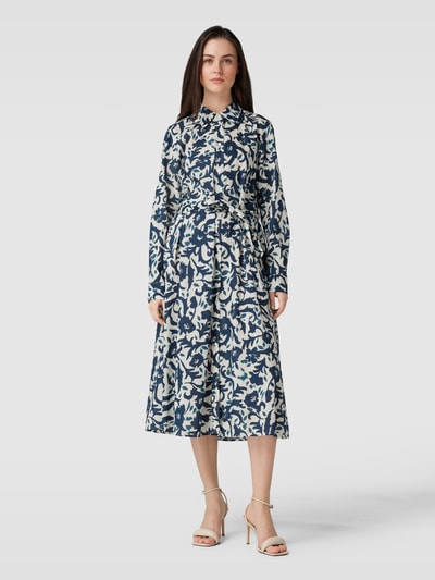 WHITE LABEL Midi-jurk met all-over bloemenmotief Marineblauw - 4