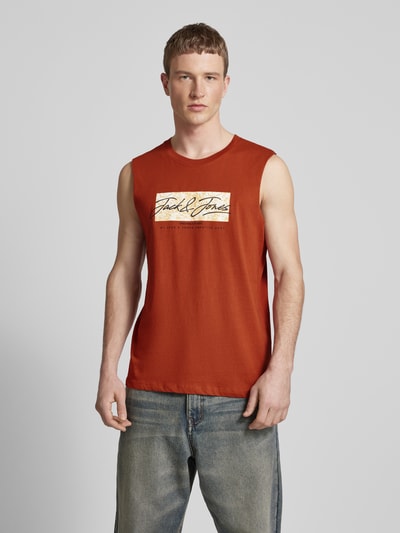 Jack & Jones Tanktop mit Label-Print Modell 'SPLIT' Rostrot 4