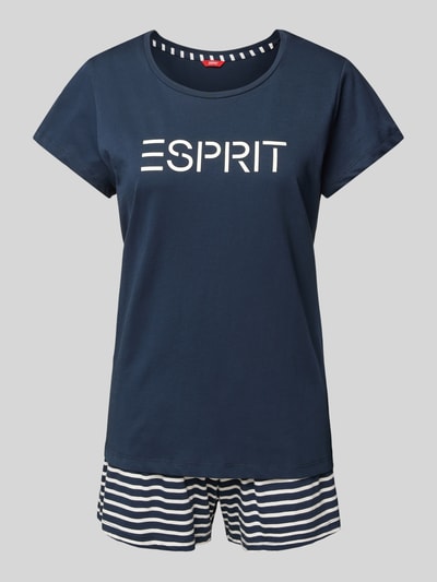 Esprit Pyjama mit Logo-Print Modell 'MIA' Dunkelblau 1