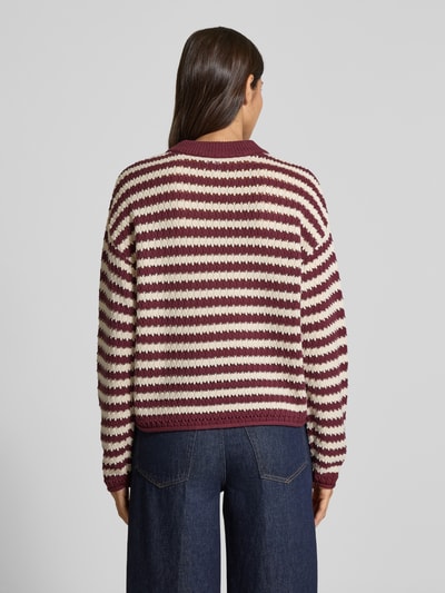 YAS Strickpullover mit Rundhalsausschnitt Modell 'PORTA' Bordeaux 5