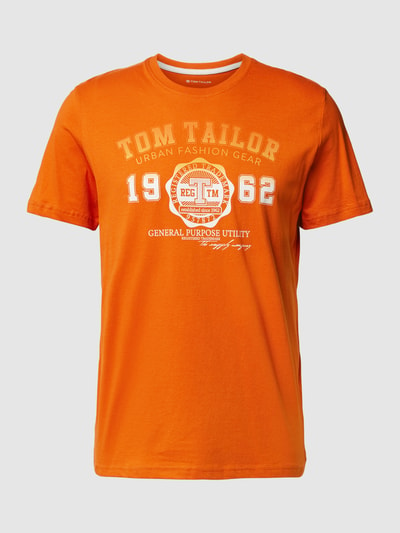 Tom Tailor T-shirt z nadrukiem z logo Ciemnopomarańczowy 2