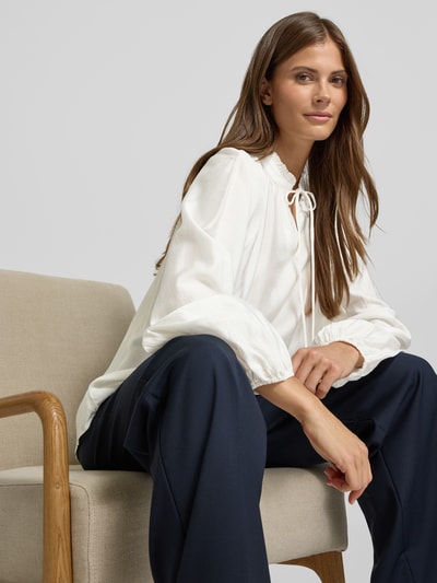 ICHI Regular Fit Bluse mit Schlüsselloch-Ausschnitt Modell 'KARLANI' Offwhite 3