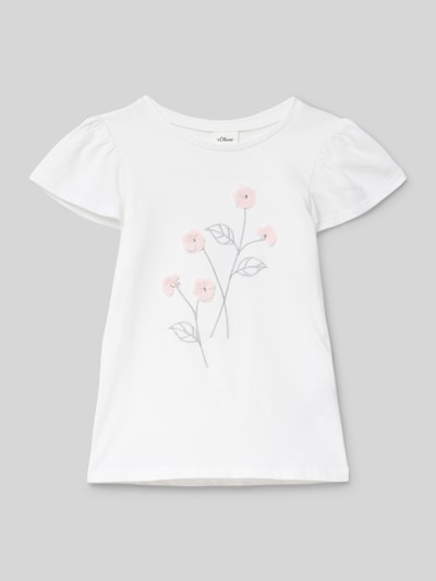 s.Oliver RED LABEL Regular Fit T-Shirt aus reine Baumwolle mit Effektgarn-Stickerei Weiss 1