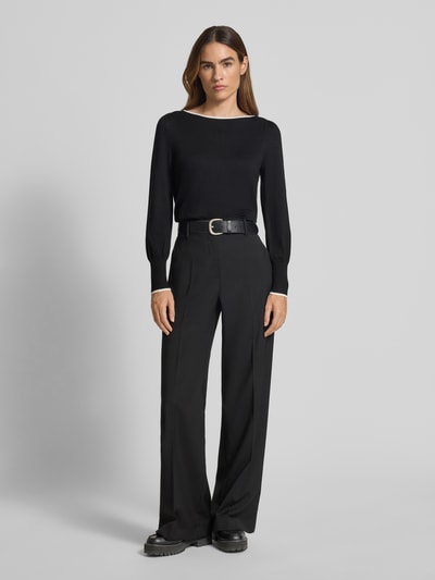 Zero Strickpullover aus Viskose-Mix mit U-Boot-Ausschnitt Black 1