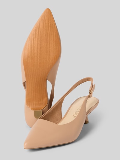 Produktfoto, Pumps mit offener Ferse von Marco Tozzi, Damen, Spitze Passform, Dornschließe, glatte Sohle, Absatzhöhe bei Größe 40: 5 cm, Beige, glatte Oberfläche