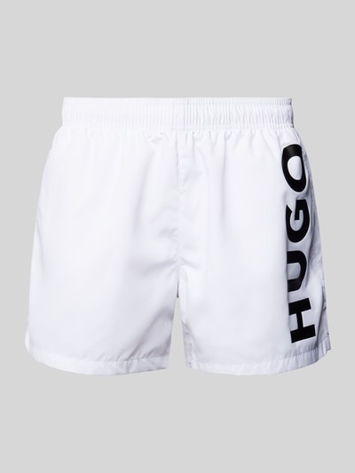 HUGO Badehose mit Label-Print Modell 'ABAS' Weiss 1