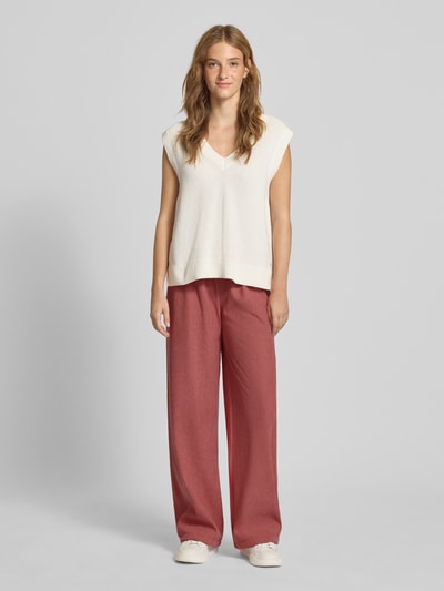 Review Wide fit stoffen broek met elastische band Oudroze - 1